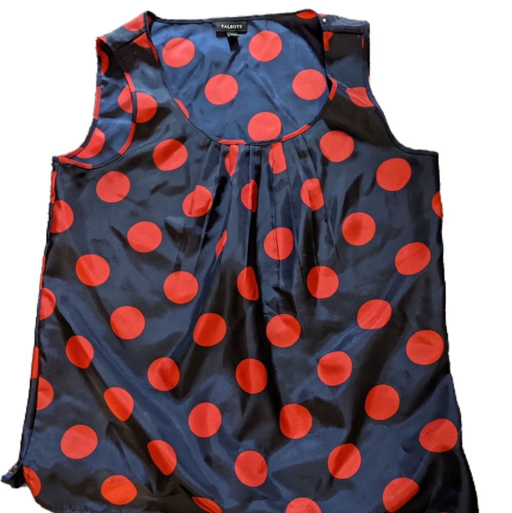 Talbot's black and red polkadot tank top summer shirt size 6